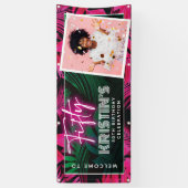 トレンディーネオンピンク熱帯50誕生日へようこそ 横断幕 (縦)