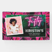 トレンディーネオンピンク熱帯50誕生日へようこそ 横断幕 (横)