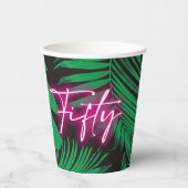 トレンディーネオンピンク熱帯50誕生日 紙コップ (正面)