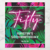 トレンディーネオンピンク50誕生日 ワインラベル (シングルラベル)