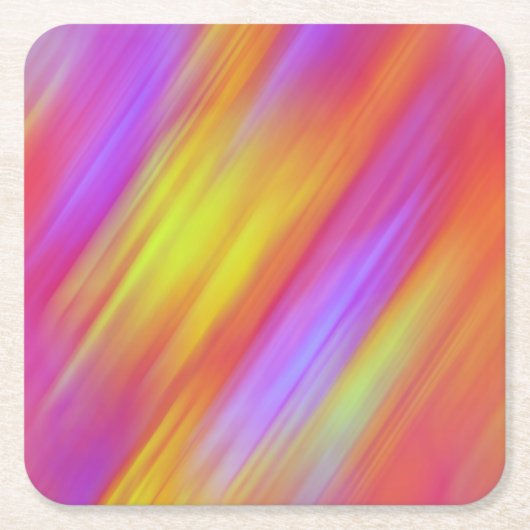 トレンディーネオンブライトレッドピンクイエロー抽象芸術 スクエアペーパーコースター (正面)