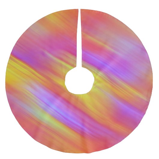 トレンディーネオンブライトレッドピンクイエロー抽象芸術 ブラッシュドポリエステルツリースカート (正面)