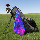 トレンディーネオンブルーピンクターコイズ抽象芸術 ゴルフタオル (グリーン)