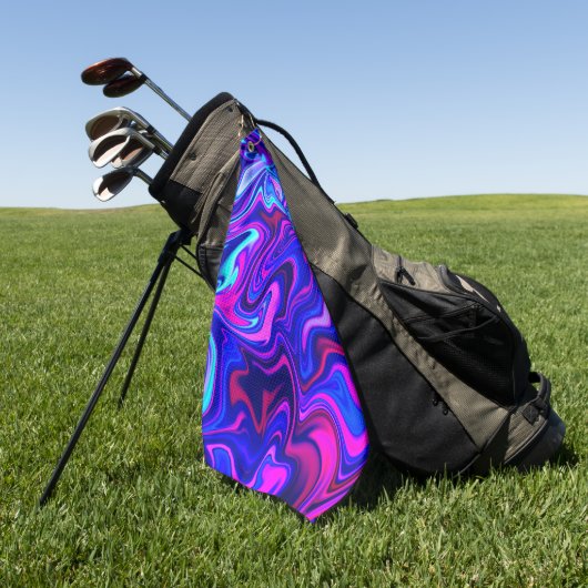 トレンディーネオンブルーピンクターコイズ抽象芸術 ゴルフタオル (グリーン)