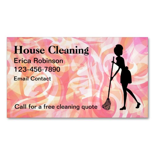 トレンディーハウスクリーニングメイド磁気ビジネスカード マグネット名刺 (正面)