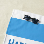 トレンディーハッピーサマーブルー&ホワイトワイドストライプ ビーチタオル (インサイチュ)