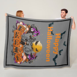 トレンディーハッピーハローウィングレイ格言 フリースブランケット