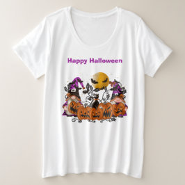 トレンディーハッピーハローウィン格言 プラスサイズTシャツ