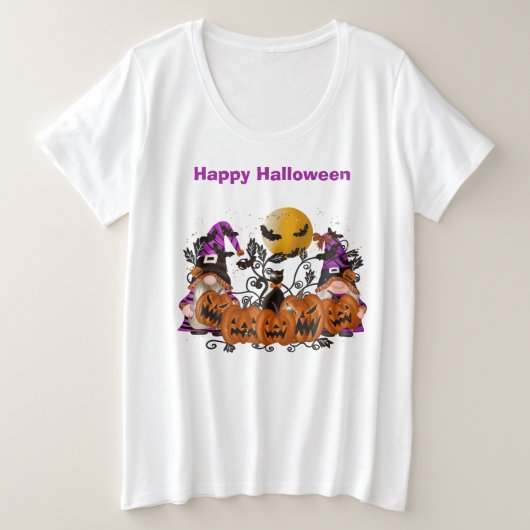 トレンディーハッピーハローウィン格言 プラスサイズTシャツ (デザイン正面)