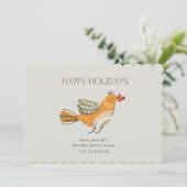 トレンディーハッピーホリデイズ |かわいい鳥のイラストレーション シーズンカード (スタンド正面)
