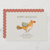 トレンディーハッピーホリデイズ |かわいい鳥のイラストレーション シーズンカード (正面/裏面)