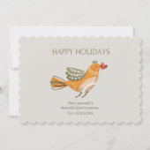 トレンディーハッピーホリデイズ |かわいい鳥のイラストレーション シーズンカード (正面)