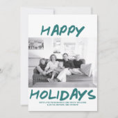 トレンディーハッピーホリデーズフォトカード |ティール（緑がかった色） シーズンカード (正面)