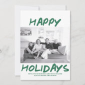 トレンディーハッピーホリデーズフォトカード |緑 シーズンカード (正面)