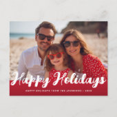 トレンディーハッピーホリデーズメリークリスマスフォトカード ポストカード (正面)