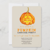 トレンディーハロウィンシンプルのカボチャ彫刻パーティー 招待状 (正面)