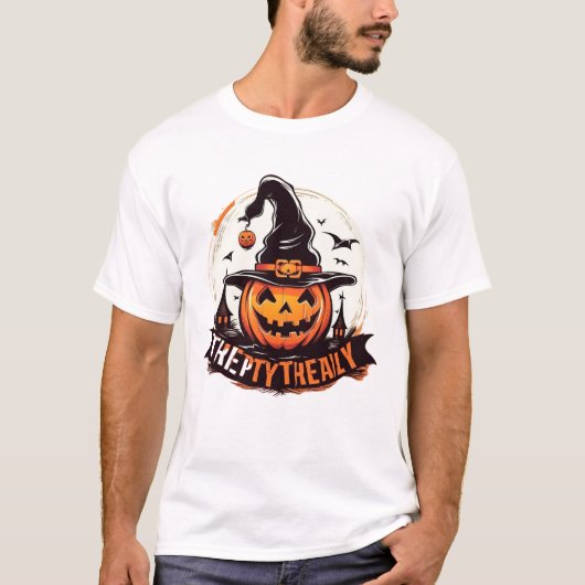 トレンディーハロウィンデイタイポグラフィとグラフィックTシェル Tシャツ (正面)
