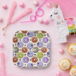 トレンディーハロウィン不気味ドーナツパーティー ペーパープレート