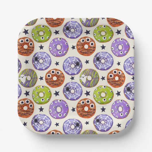 トレンディーハロウィン不気味ドーナツパーティー ペーパープレート (正面)