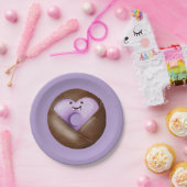 トレンディーハロウィン不気味パープルハート幽霊ドーナツ ペーパープレート (パーティー)