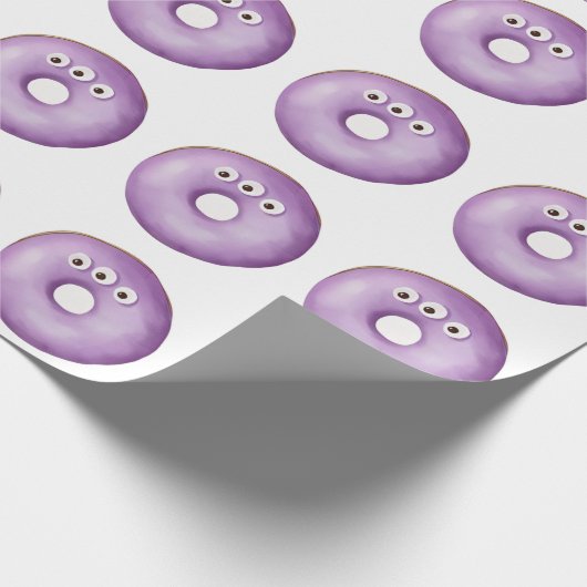 トレンディーハロウィン不気味パープルモンスターアイズドーナツ ラッピングペーパー (角)