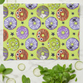 トレンディーハロウィン不気味ファンキードーナツ キッチンタオル (折り畳み)