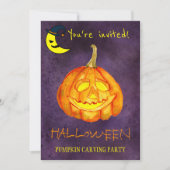 トレンディーハロウィーンの水の色かぼちゃの彫刻パーティー 招待状 (正面)