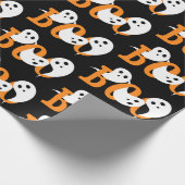 トレンディーハロウィーンブー幽霊たちブラック ラッピングペーパー (角)
