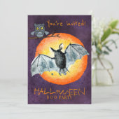 トレンディーハロウィーン水彩怖いブーパーティー 招待状 (スタンド正面)