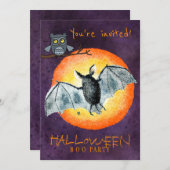 トレンディーハロウィーン水彩怖いブーパーティー 招待状 (正面/裏面)