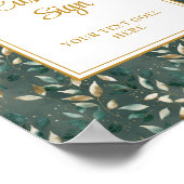 トレンディーハンターグリーン金ゴールド結婚の葉のカスタム ポスター (角)