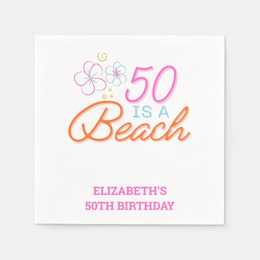 トレンディーハンドドロードドードル50ビーチ誕生日 スタンダードカクテルナプキン (正面)