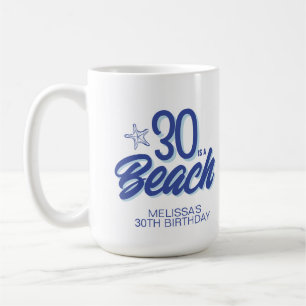トレンディーハンドドロードドール30はビーチ誕生日 コーヒーマグカップ