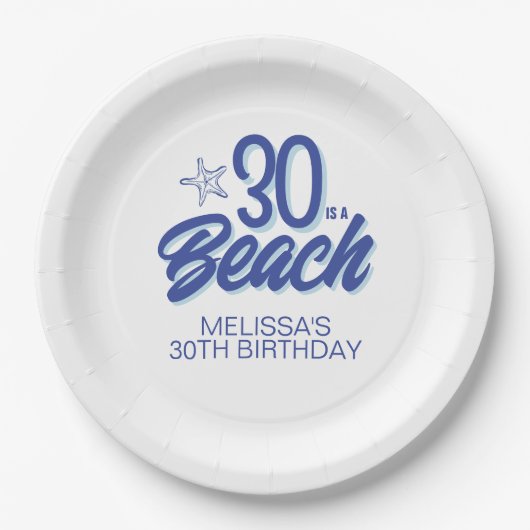 トレンディーハンドドロードドール30はビーチ誕生日 ペーパープレート (正面)