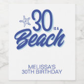 トレンディーハンドドロードドール30はビーチ誕生日 ワインラベル (シングルラベル)