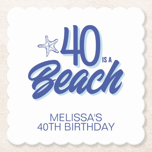トレンディーハンドドロードドール40はビーチ誕生日 ペーパーコースター (正面)