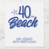 トレンディーハンドドロードドール40はビーチ誕生日 ワインラベル (シングルラベル)