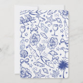 トレンディーハンドドロードドール40はビーチ誕生日 招待状 (裏面)