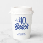 トレンディーハンドドロードドール40はビーチ誕生日 紙コップ (裏面)