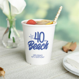 トレンディーハンドドローンドゥードゥル 40はビーチバースデー 紙コップ