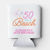トレンディーハンドドロー50ビーチ誕生日パーティーの好意 缶クーラー (裏面)