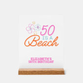 トレンディーハンドドロー50thビーチ誕生日 アクリルサイン (正面)