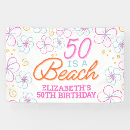 トレンディーハンドドロー50thビーチ誕生日 横断幕