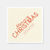 トレンディーハンド書メリークリスマス文字 スタンダードカクテルナプキン (正面)
