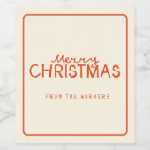 トレンディーハンド書メリークリスマス文字 ワインラベル (シングルラベル)