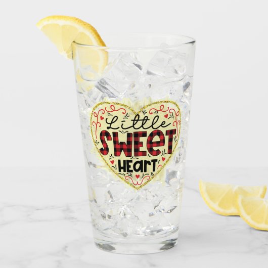 トレンディーハートグリッターヴァレンティーンズデイ タンブラーグラス (アイス正面)