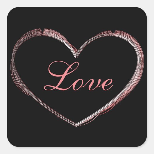 トレンディーハートグレイ書道ラヴ結婚ズ スクエアシール (正面)