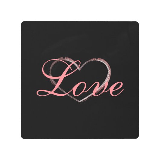 トレンディーハートグレイ書道ラヴ結婚ズ メタルプリント (正面)