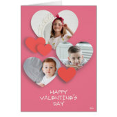 トレンディーハートフォトコラージュピンクのグリーティングカード (正面)