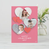 トレンディーハートフォトコラージュピンクのグリーティングカード シーズンカード (スタンド正面)